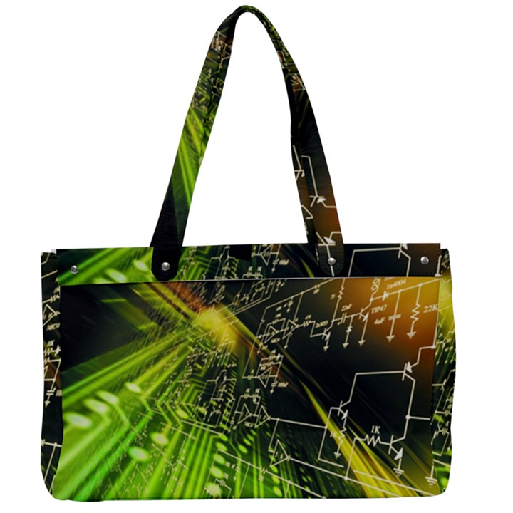 Machine Technology Circuit Electronic Computer Technics Detail Psychedelic Abstract Pattern Canvas Work Bag