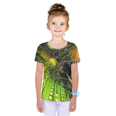 Machine Technology Circuit Electronic Computer Technics Detail Psychedelic Abstract Pattern Kids  One Piece T-shirt by Sarkoni