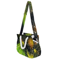 Machine Technology Circuit Electronic Computer Technics Detail Psychedelic Abstract Pattern Rope Handles Shoulder Strap Bag by Sarkoni