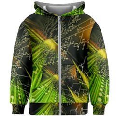 Machine Technology Circuit Electronic Computer Technics Detail Psychedelic Abstract Pattern Kids  Zipper Hoodie Without Drawstring by Sarkoni