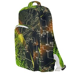 Machine Technology Circuit Electronic Computer Technics Detail Psychedelic Abstract Pattern Double Compartment Backpack by Sarkoni