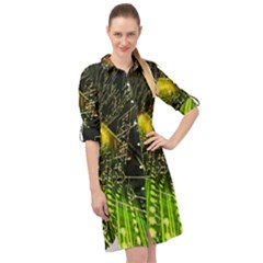 Machine Technology Circuit Electronic Computer Technics Detail Psychedelic Abstract Pattern Long Sleeve Mini Shirt Dress by Sarkoni