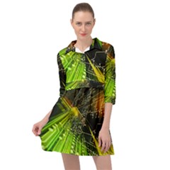 Machine Technology Circuit Electronic Computer Technics Detail Psychedelic Abstract Pattern Mini Skater Shirt Dress by Sarkoni