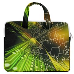 Machine Technology Circuit Electronic Computer Technics Detail Psychedelic Abstract Pattern Macbook Pro 16  Double Pocket Laptop Bag  by Sarkoni