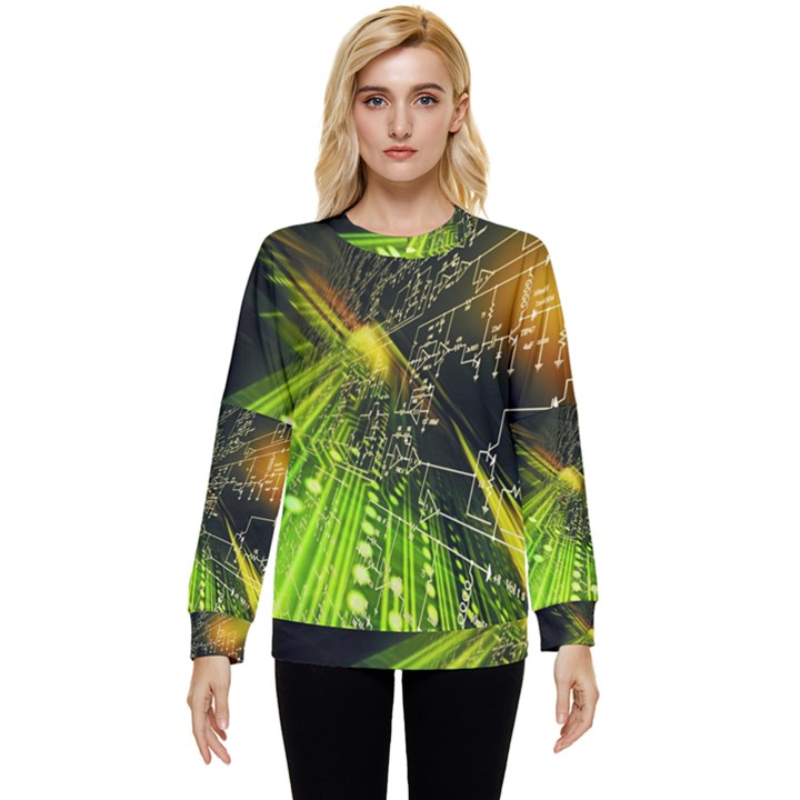 Machine Technology Circuit Electronic Computer Technics Detail Psychedelic Abstract Pattern Hidden Pocket Sweatshirt