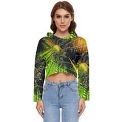 Machine Technology Circuit Electronic Computer Technics Detail Psychedelic Abstract Pattern Women s Lightweight Cropped Hoodie by Sarkoni