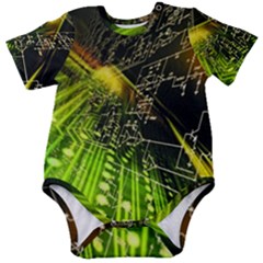 Machine Technology Circuit Electronic Computer Technics Detail Psychedelic Abstract Pattern Baby Short Sleeve Bodysuit by Sarkoni