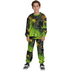 Machine Technology Circuit Electronic Computer Technics Detail Psychedelic Abstract Pattern Kids  Sweatshirt Set by Sarkoni