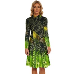 Machine Technology Circuit Electronic Computer Technics Detail Psychedelic Abstract Pattern Long Sleeve Shirt Collar A-line Dress by Sarkoni