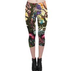 Psychedelic Funky Trippy Capri Leggings  by Sarkoni