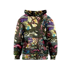 Psychedelic Funky Trippy Kids  Pullover Hoodie by Sarkoni