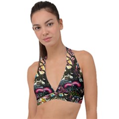 Psychedelic Funky Trippy Halter Plunge Bikini Top by Sarkoni