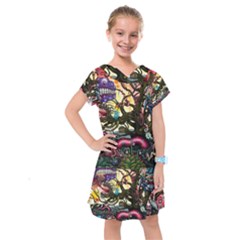 Psychedelic Funky Trippy Kids  Drop Waist Dress by Sarkoni