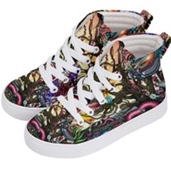 Psychedelic Funky Trippy Kids  Hi-top Skate Sneakers by Sarkoni