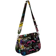 Psychedelic Funky Trippy Saddle Handbag by Sarkoni