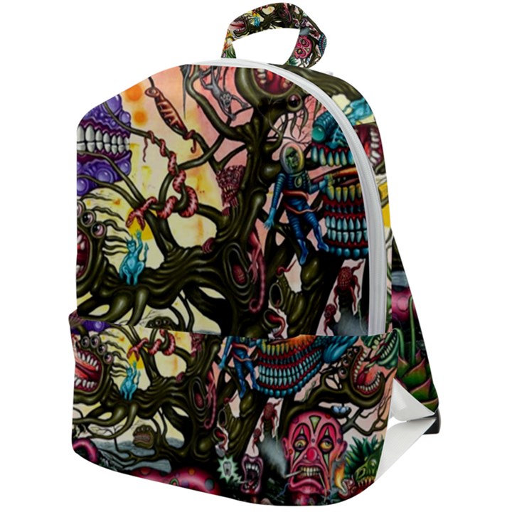 Psychedelic Funky Trippy Zip Up Backpack