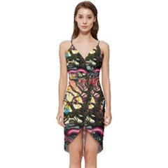 Psychedelic Funky Trippy Wrap Frill Dress by Sarkoni