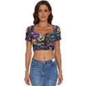 Psychedelic Funky Trippy Short Sleeve Square Neckline Crop Top  View1