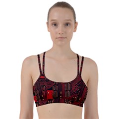 Technology Computer Circuit Line Them Up Sports Bra by Sarkoni