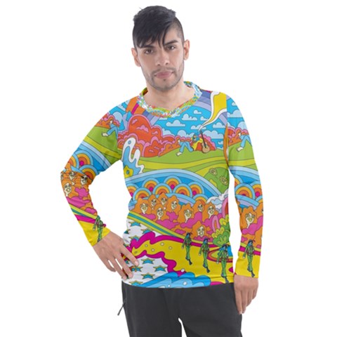 Vintage 1960s Psychedelic Men s Pique Long Sleeve T-shirt by Sarkoni