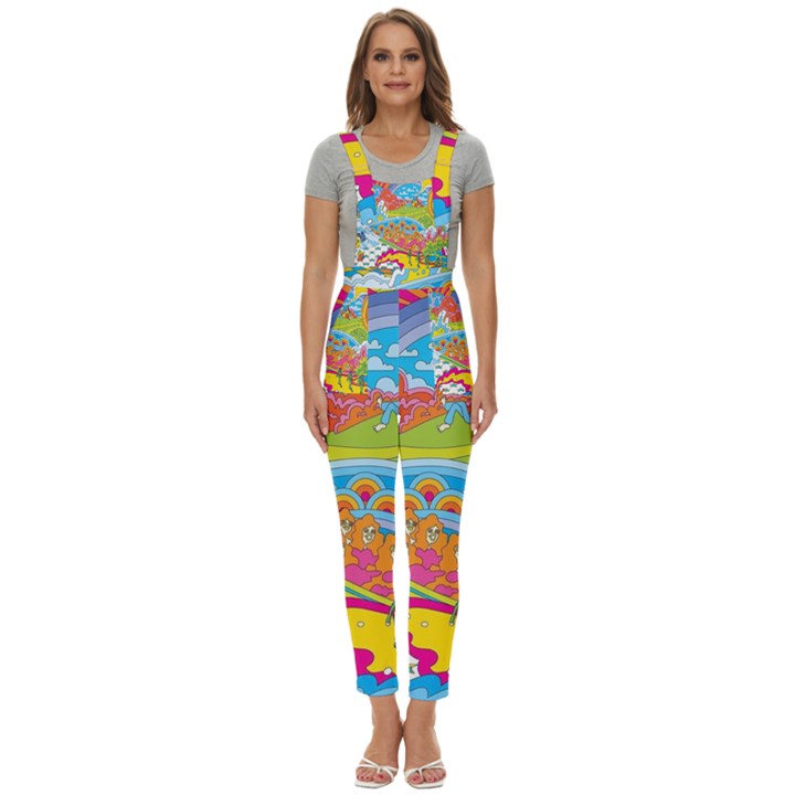 Vintage 1960s Psychedelic Women s Pinafore Overalls Jumpsuit