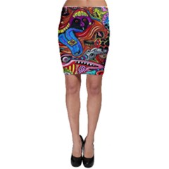 Psychedelic Trippy Hippie  Weird Art Bodycon Skirt by Sarkoni