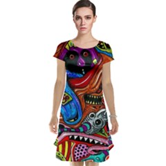 Psychedelic Trippy Hippie  Weird Art Cap Sleeve Nightdress by Sarkoni