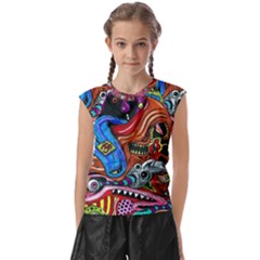 Psychedelic Trippy Hippie  Weird Art Kids  Raglan Cap Sleeve T-shirt by Sarkoni