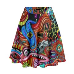 Psychedelic Trippy Hippie  Weird Art High Waist Skirt by Sarkoni