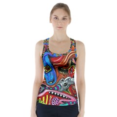 Psychedelic Trippy Hippie  Weird Art Racer Back Sports Top by Sarkoni