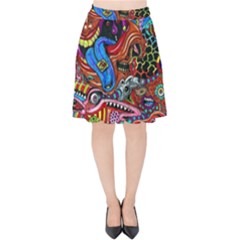 Psychedelic Trippy Hippie  Weird Art Velvet High Waist Skirt by Sarkoni