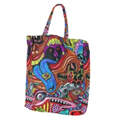 Psychedelic Trippy Hippie  Weird Art Giant Grocery Tote by Sarkoni