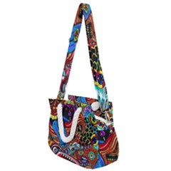 Psychedelic Trippy Hippie  Weird Art Rope Handles Shoulder Strap Bag by Sarkoni