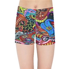 Psychedelic Trippy Hippie  Weird Art Kids  Sports Shorts by Sarkoni