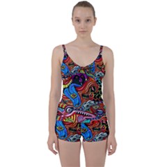 Psychedelic Trippy Hippie  Weird Art Tie Front Two Piece Tankini by Sarkoni