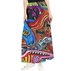 Psychedelic Trippy Hippie  Weird Art Maxi Chiffon Skirt by Sarkoni