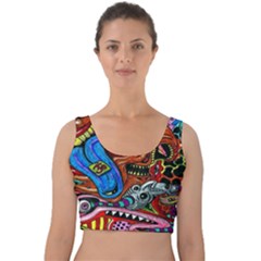 Psychedelic Trippy Hippie  Weird Art Velvet Crop Top by Sarkoni