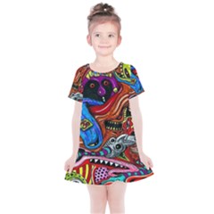 Psychedelic Trippy Hippie  Weird Art Kids  Simple Cotton Dress by Sarkoni