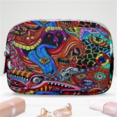 Psychedelic Trippy Hippie  Weird Art Make Up Pouch (small) by Sarkoni