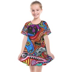 Psychedelic Trippy Hippie  Weird Art Kids  Smock Dress by Sarkoni