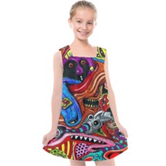 Psychedelic Trippy Hippie  Weird Art Kids  Cross Back Dress by Sarkoni