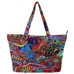 Psychedelic Trippy Hippie  Weird Art Full Print Shoulder Bag by Sarkoni