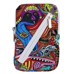 Psychedelic Trippy Hippie  Weird Art Belt Pouch Bag (large) by Sarkoni