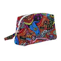 Psychedelic Trippy Hippie  Weird Art Wristlet Pouch Bag (medium) by Sarkoni