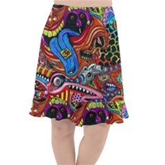 Psychedelic Trippy Hippie  Weird Art Fishtail Chiffon Skirt by Sarkoni