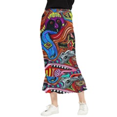 Psychedelic Trippy Hippie  Weird Art Maxi Fishtail Chiffon Skirt by Sarkoni