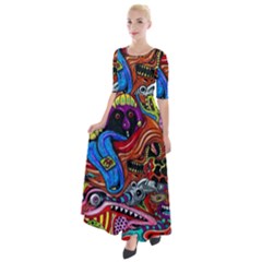 Psychedelic Trippy Hippie  Weird Art Half Sleeves Maxi Dress by Sarkoni