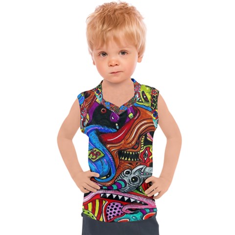 Psychedelic Trippy Hippie  Weird Art Kids  Sport Tank Top by Sarkoni