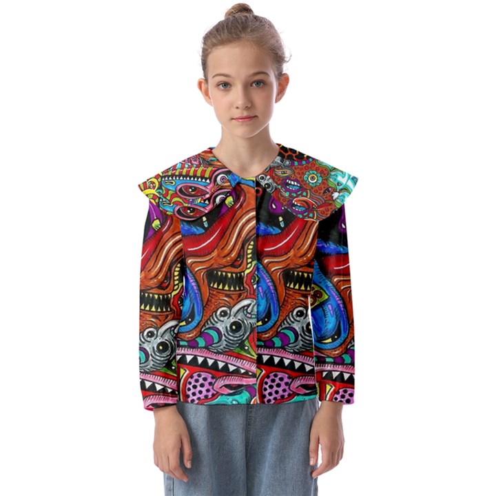 Psychedelic Trippy Hippie  Weird Art Kids  Peter Pan Collar Blouse