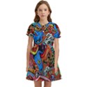 Psychedelic Trippy Hippie  Weird Art Kids  Bow Tie Puff Sleeve Dress View1